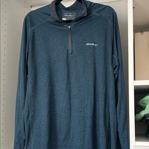 Eddie Bauer Men’s  Teal Quarter-Zip Pullover